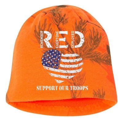 RED Friday Military Support Our Troops Heart Retro US Flag Kati - Camo Knit Beanie