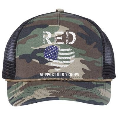 RED Friday Military Support Our Troops Heart Retro US Flag Retro Rope Trucker Hat Cap