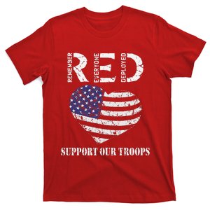 RED Friday Military Support Our Troops Heart Retro US Flag T-Shirt