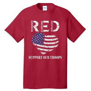 RED Friday Military Support Our Troops Heart Retro US Flag Tall T-Shirt