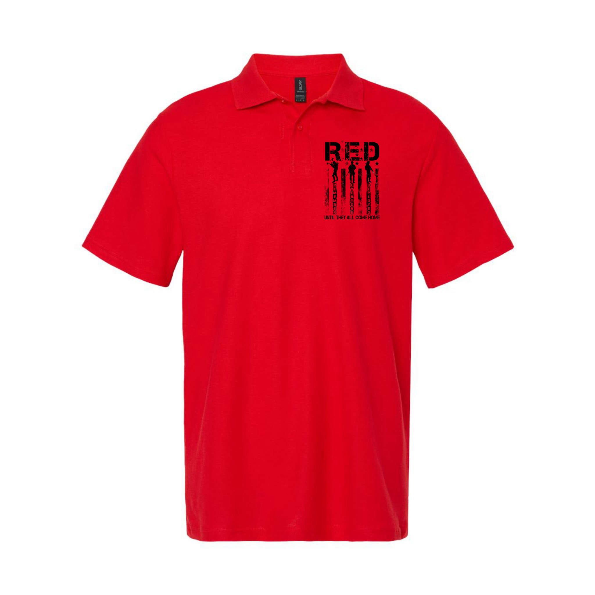 RED Friday Military Until They Come Home American Flag Polo
