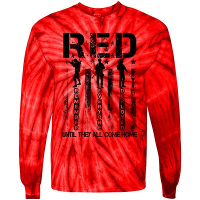 RED Friday Military Until They Come Home American Flag Tie-Dye Long Sleeve Shirt