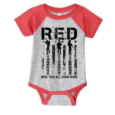 RED Friday Military Until They Come Home American Flag Infant Baby Jersey Bodysuit