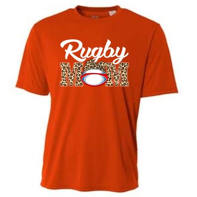 Rugby Funny Mom Game Leopard Mothers Day Cool Gift Cooling Performance Crew T-Shirt