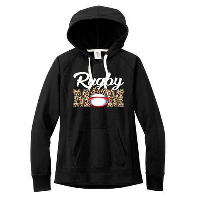 Rugby Funny Mom Game Leopard Mothers Day Cool Gift Women's Fleece Hoodie