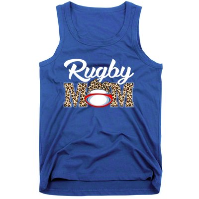 Rugby Funny Mom Game Leopard Mothers Day Cool Gift Tank Top