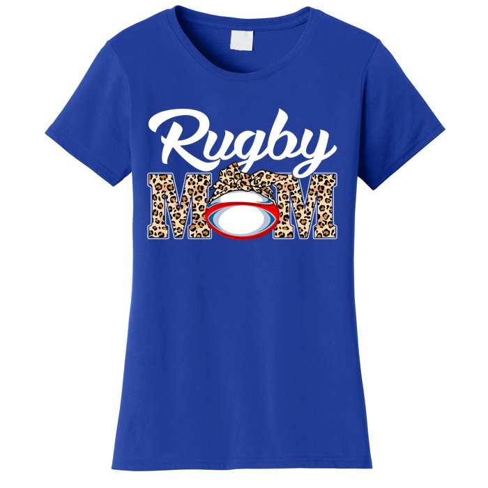 Rugby Funny Mom Game Leopard Mothers Day Cool Gift Women's T-Shirt