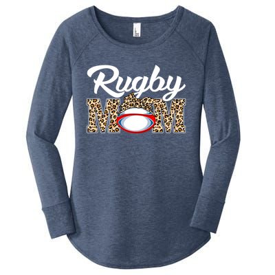 Rugby Funny Mom Game Leopard Mothers Day Cool Gift Women's Perfect Tri Tunic Long Sleeve Shirt