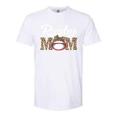 Rugby Funny Mom Game Leopard Mothers Day Cool Gift Softstyle® CVC T-Shirt