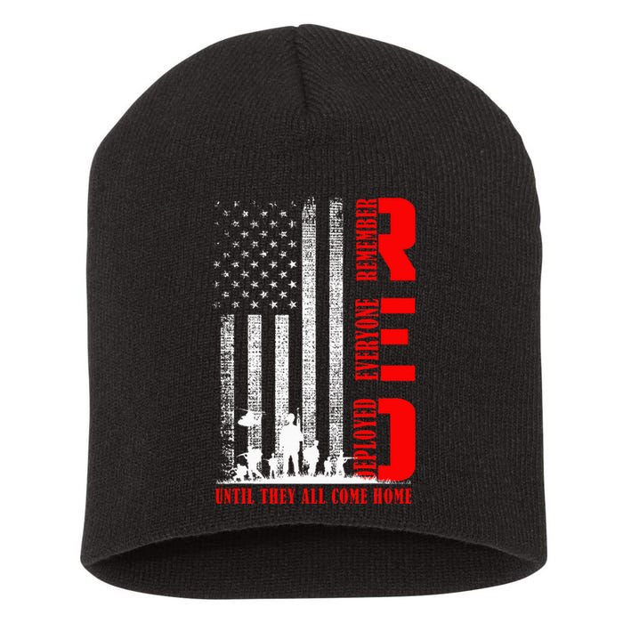 Red Friday Military Us A.R.M.Y Remember Erveryone Deployed Short Acrylic Beanie