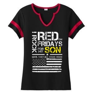 Red Friday Military Dad Wear Red For My Son Ladies Halftime Notch Neck Tee