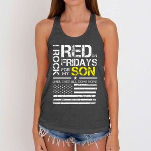 Red Friday Military Dad Wear Red For My Son Women's Knotted Racerback Tank