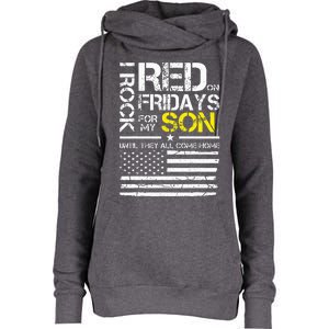 Red Friday Military Dad Wear Red For My Son Womens Funnel Neck Pullover Hood