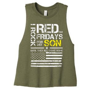 Red Friday Military Dad Wear Red For My Son Women's Racerback Cropped Tank