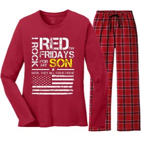 Red Friday Military Dad Wear Red For My Son Women's Long Sleeve Flannel Pajama Set 