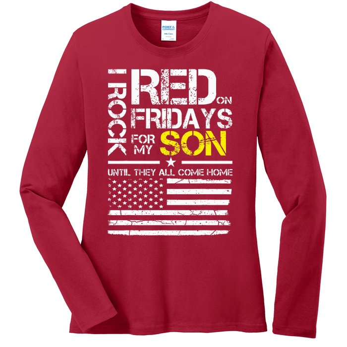 Red Friday Military Dad Wear Red For My Son Ladies Long Sleeve Shirt