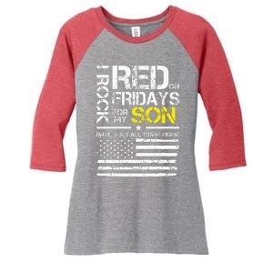 Red Friday Military Dad Wear Red For My Son Women's Tri-Blend 3/4-Sleeve Raglan Shirt