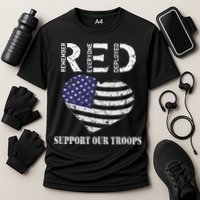 RED Friday Military Support Our Troops Heart Retro US Flag Performance Shirt