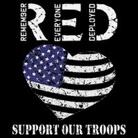 RED Friday Military Support Our Troops Heart Retro US Flag Drawstring Bag