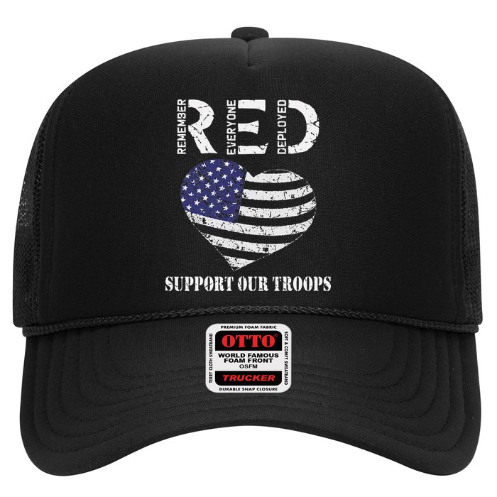 RED Friday Military Support Our Troops Heart Retro US Flag Hat