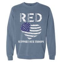 RED Friday Military Support Our Troops Heart Retro US Flag Garment-Dyed Sweatshirt
