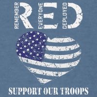RED Friday Military Support Our Troops Heart Retro US Flag Garment-Dyed Sweatshirt