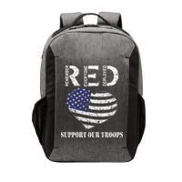 RED Friday Military Support Our Troops Heart Retro US Flag Vector Backpack