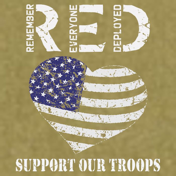 RED Friday Military Support Our Troops Heart Retro US Flag Garment-Dyed Women's Muscle Tee