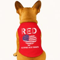 RED Friday Military Support Our Troops Heart Retro US Flag Doggie Tank