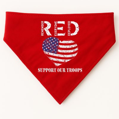 RED Friday Military Support Our Troops Heart Retro US Flag USA-Made Doggie Bandana