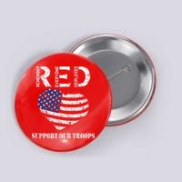 RED Friday Military Support Our Troops Heart Retro US Flag Button