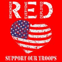 RED Friday Military Support Our Troops Heart Retro US Flag Button