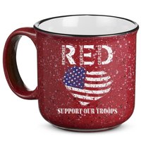 RED Friday Military Support Our Troops Heart Retro US Flag 15oz Campfire Ceramic Mug