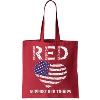 RED Friday Military Support Our Troops Heart Retro US Flag Bag