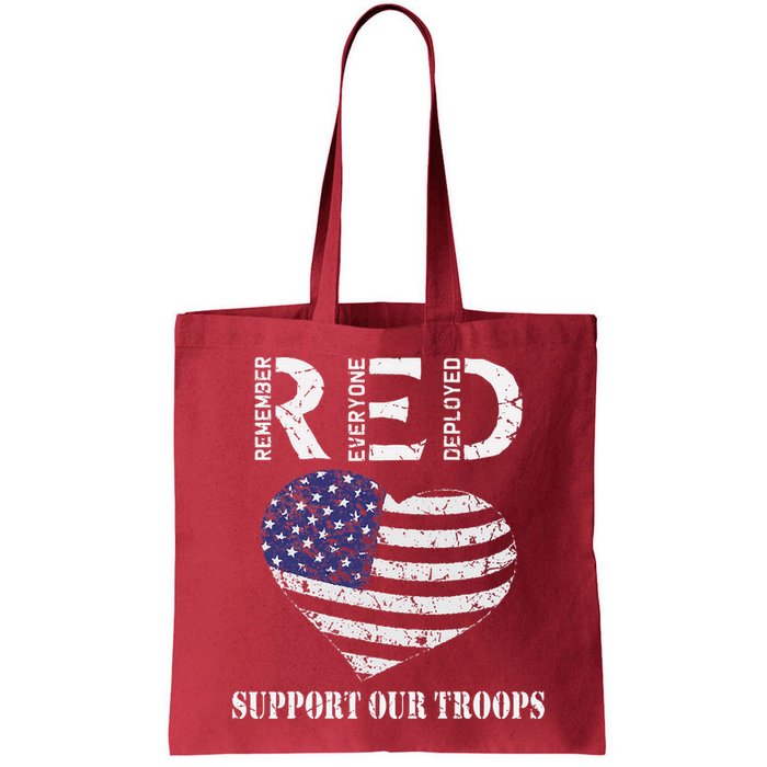 RED Friday Military Support Our Troops Heart Retro US Flag Bag
