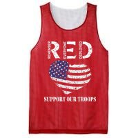 RED Friday Military Support Our Troops Heart Retro US Flag Mesh Reversible Basketball Jersey Tank