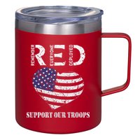RED Friday Military Support Our Troops Heart Retro US Flag 12oz Stainless Steel Coffee Mug