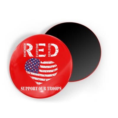 RED Friday Military Support Our Troops Heart Retro US Flag Magnet