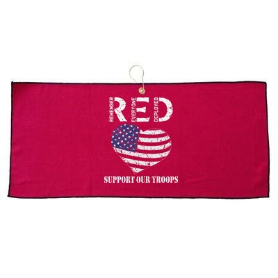 RED Friday Military Support Our Troops Heart Retro US Flag Large Microfiber Waffle Golf Towel