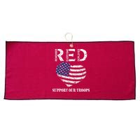 RED Friday Military Support Our Troops Heart Retro US Flag Large Microfiber Waffle Golf Towel