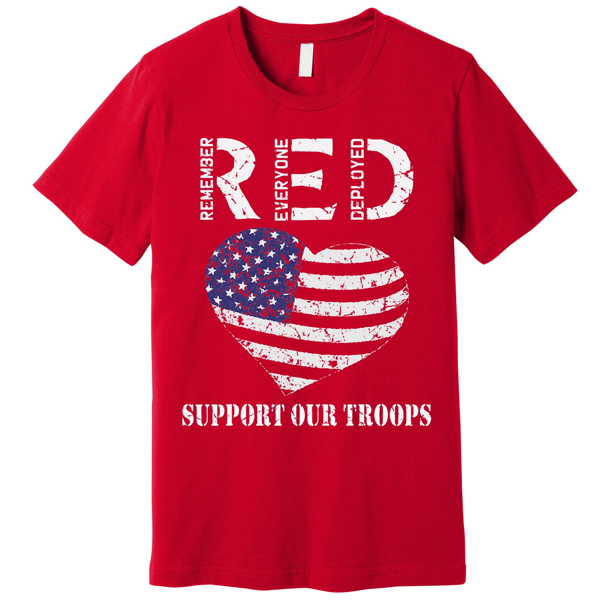 RED Friday Military Support Our Troops Heart Retro US Flag Premium T-Shirt
