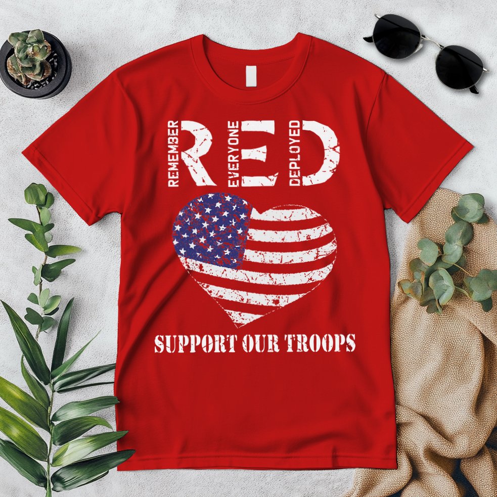 RED Friday Military Support Our Troops Heart Retro US Flag Premium T-Shirt
