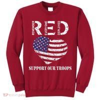 RED Friday Military Support Our Troops Heart Retro US Flag Tall Sweatshirt