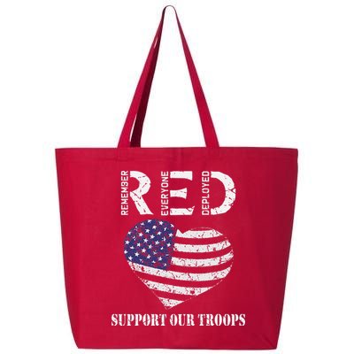 RED Friday Military Support Our Troops Heart Retro US Flag 25L Jumbo Tote