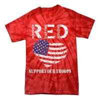 RED Friday Military Support Our Troops Heart Retro US Flag Tie-Dye T-Shirt