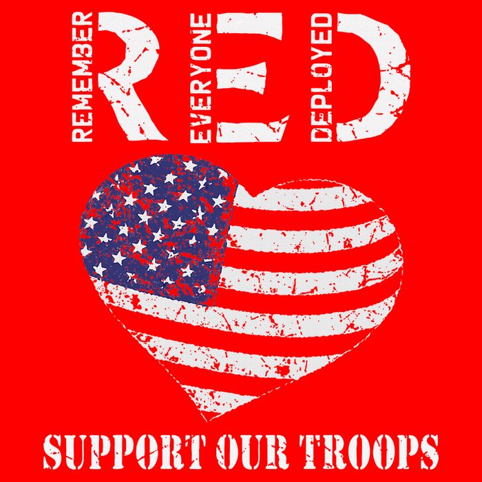 RED Friday Military Support Our Troops Heart Retro US Flag Tie-Dye T-Shirt