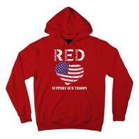 RED Friday Military Support Our Troops Heart Retro US Flag Tall Hoodie
