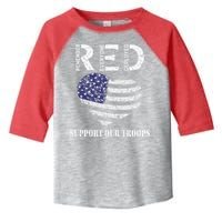 RED Friday Military Support Our Troops Heart Retro US Flag Toddler Fine Jersey T-Shirt
