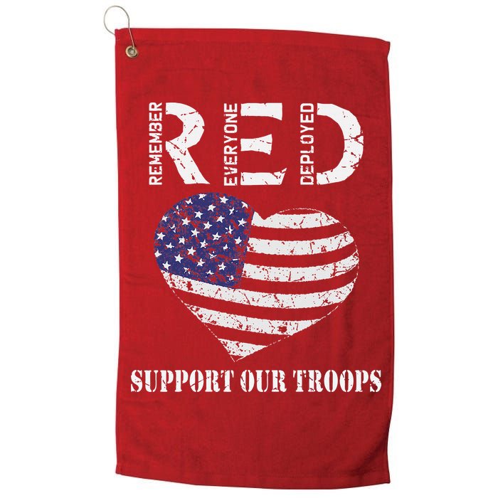 RED Friday Military Support Our Troops Heart Retro US Flag Golf Towel