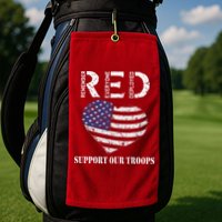 RED Friday Military Support Our Troops Heart Retro US Flag Golf Towel